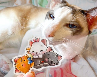 Sleepy Kittens Sticker, Aristocats Inspired, Disney Sticker