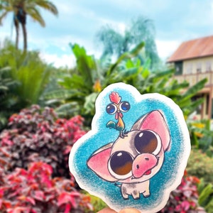 The Pig and Rooster Vinyl Sticker, Moana Inspired Disney Sticker, Pua and Hei Hei