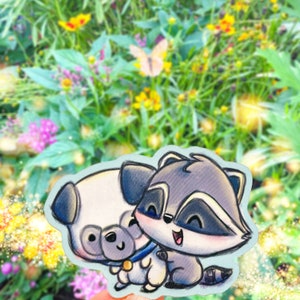 Racoon and Pug Sticker, Disney Pocahontas Inspired, Meeko Racoon