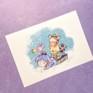 Hundred Acre Friends Art Print, Chibi Art Print, Kawaii Art print, Pooh and Friends, Eeyore, Piglet, Tigger