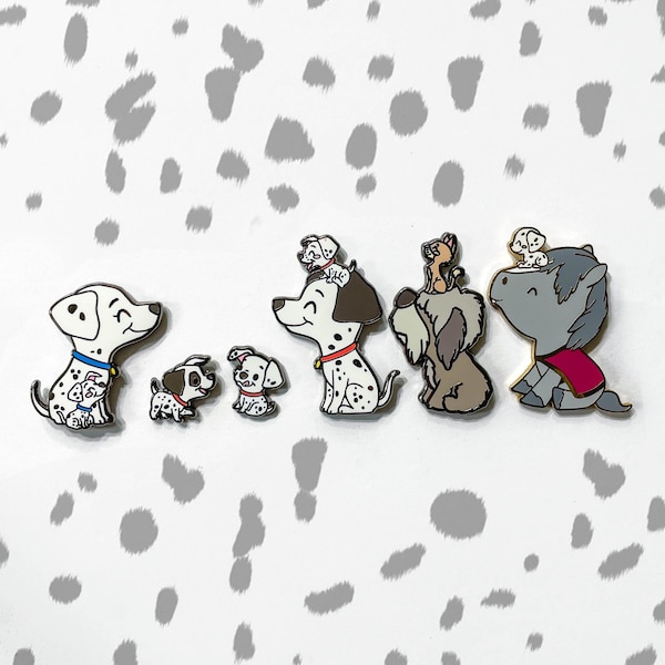Dalmatians Pins, Chibi Dogs pin, Kawaii Dog, Captain, Sergeant Tibbs, Colonel Pins