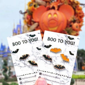Boo to You Glitter Mouse Bat Earrings and Pins, Disney Halloween