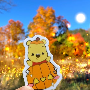 Pumpkin Pooh Sticker, Halloween Sticker, Sticker for Her, Sticker for Him, Winnie the Pooh, Halloween Disney
