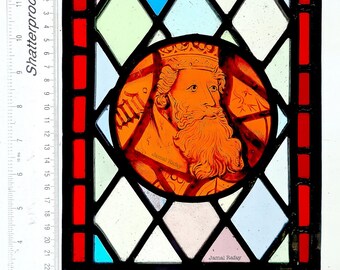 Stained Glass, window, Portrait, hand painted, medieval inspired saint face ref: SN20-3