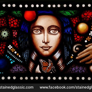 Stained Glass window, &#39;Wings of desire&#39; Panel, Leaded, Portrait, 420x300mm (16.5x12inch)