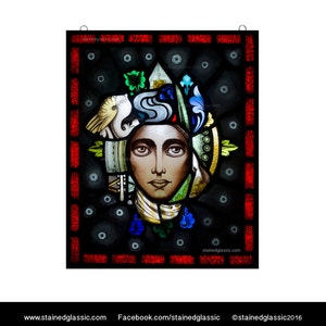 Stained Glass window, 'Burden of desire' Panel, Leaded, Portrait, 47x58cm 18.5x23inch image 4