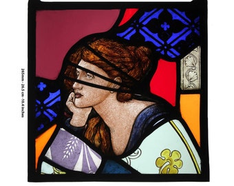 Stained Glass window, Portrait of a Lady, in Pre-Raphaelite style, Leaded in Contemporary settings, Hangable, Ref: Ruby2