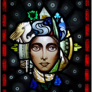 Stained Glass window, 'Burden of desire' Panel, Leaded, Portrait, 47x58cm 18.5x23inch image 1