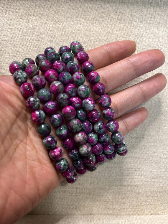 AAA+ Faceted Ruby Zoisite Bracelet - image 1