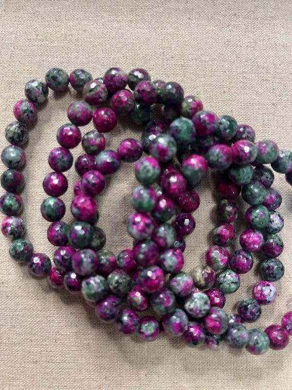 AAA+ Faceted Ruby Zoisite Bracelet - image 2