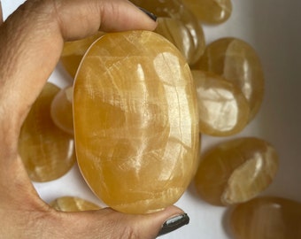 Honey Calcite Palm Stones