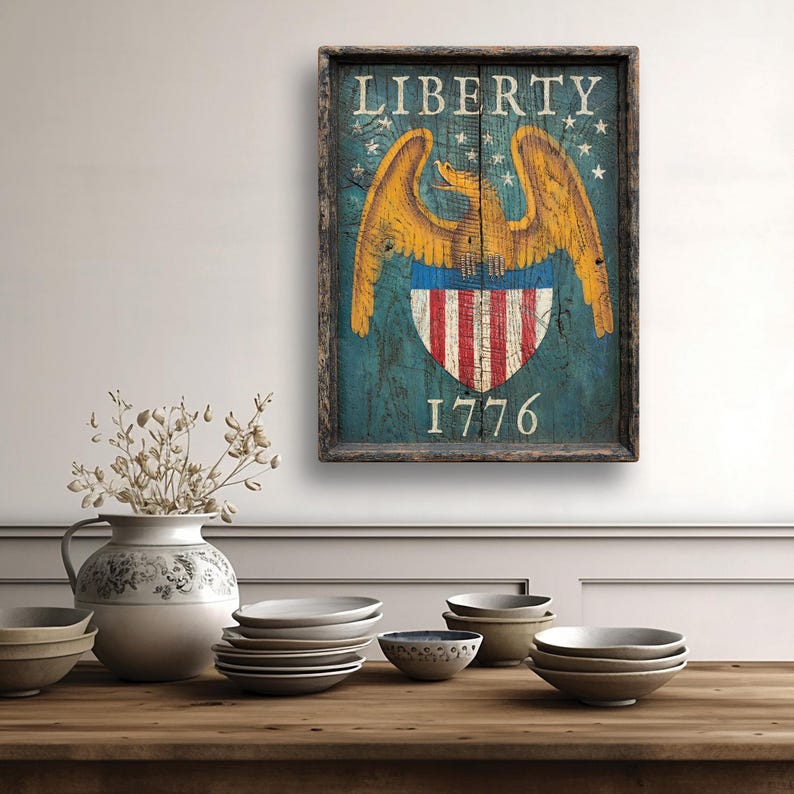 Liberty 1776 Blue Tavern Pub Sign Colonial Eagle Shield Antique ...