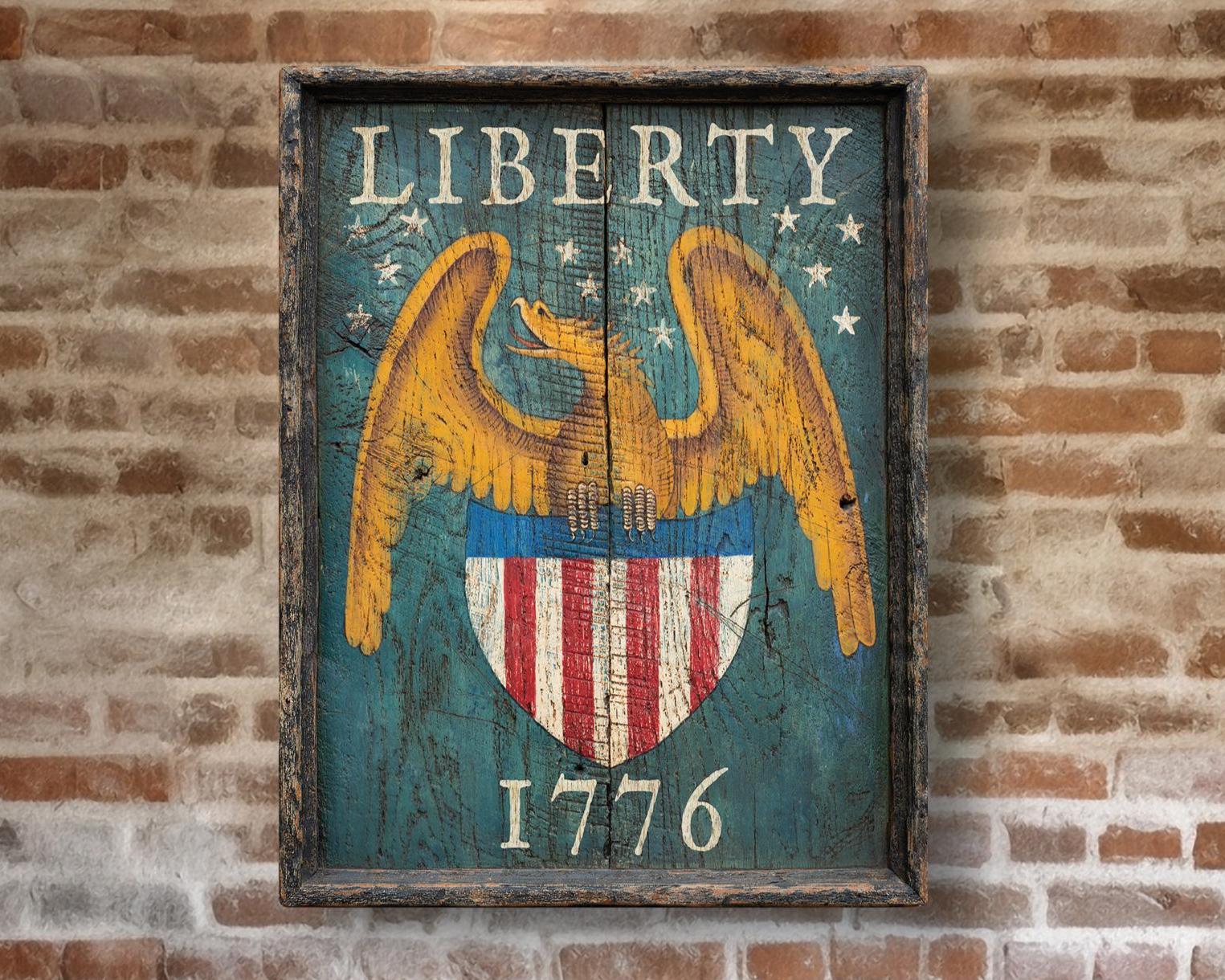 Liberty 1776 Blue Tavern Pub Sign Colonial Eagle Shield Antique ...