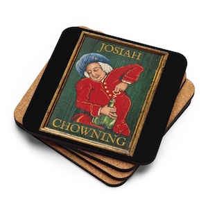 Chowning Tavern Sign Cork-back coaster, Williamsburg Tavern Pub Sign Antique Colonial American Art Vintage Sign