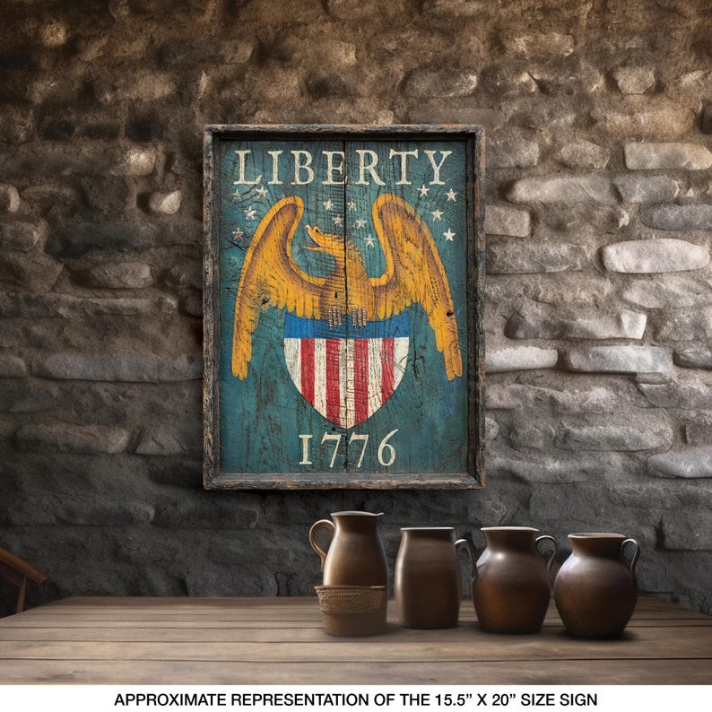 Liberty 1776 Blue Tavern Pub Sign Colonial Eagle Shield Antique ...