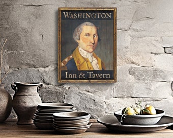 George Washington, Custom Signs, Rustic Paintings, Folk Art, Wall Art, Primitive Art, Tavern - Medium - Repro of Hand Painted Original