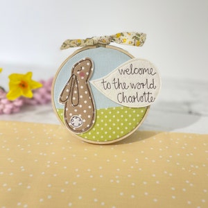 Bunny New Baby Hoop Art Embroidered Decoration image 2