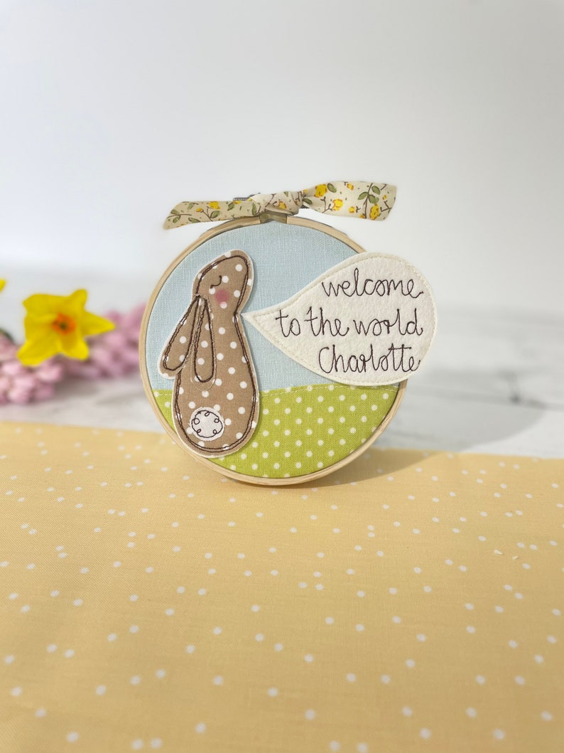 Bunny New Baby Hoop Art Embroidered Decoration image 2