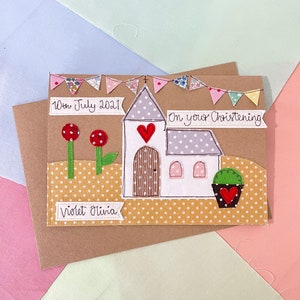 Igreja de Batismo Cartão Bordado Personalizado A5