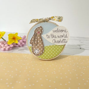 Bunny New Baby Hoop Art Embroidered Decoration image 3