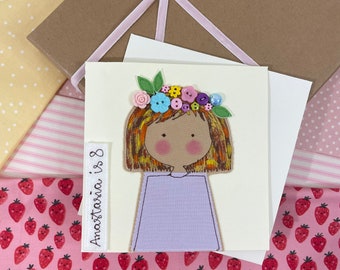 Pastel Flower Girl Personalised Card & Badge