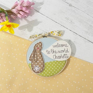 Bunny New Baby Hoop Art Embroidered Decoration image 5