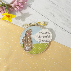 Bunny New Baby Hoop Art Embroidered Decoration image 4