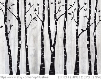 birch tree forest etsy