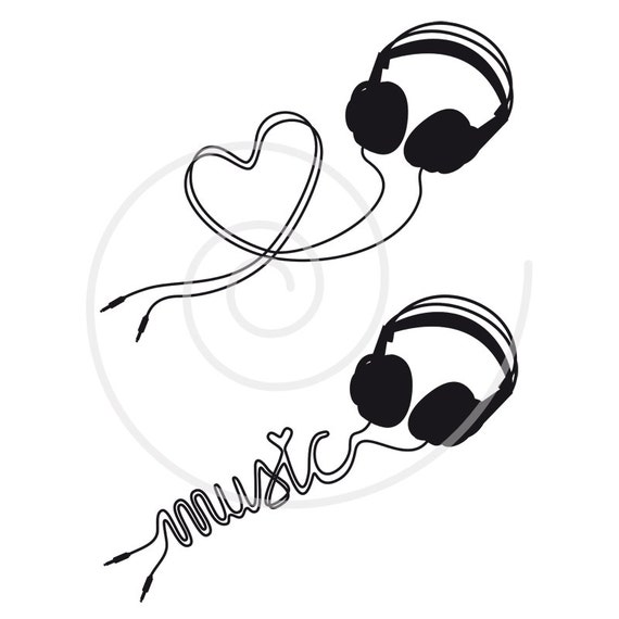 Music Love, Headphone With Heart, Digital Clip Art, Clipart, Head Phone  Silhouette, DJ, Disco, Illustration, Vector, Instant Download - Etsy
