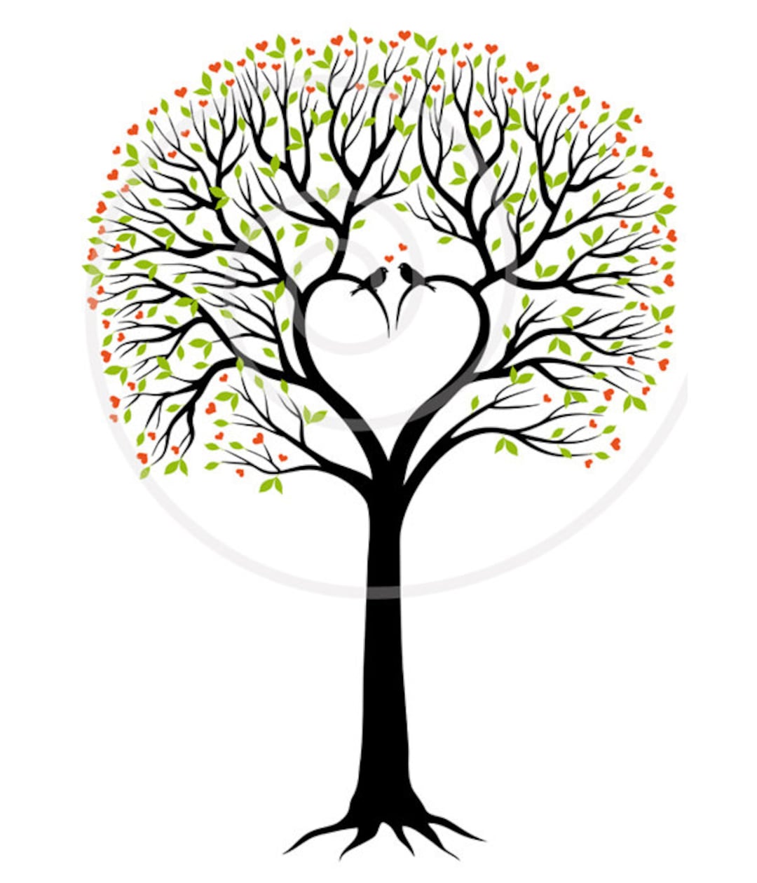 Heart Wedding Tree, Wedding Invitation, Guest Book, Wedding Anniversary ...