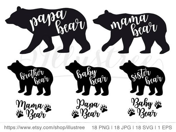 Download Mama bear SVG cut file papa bear baby bear silhouette | Etsy