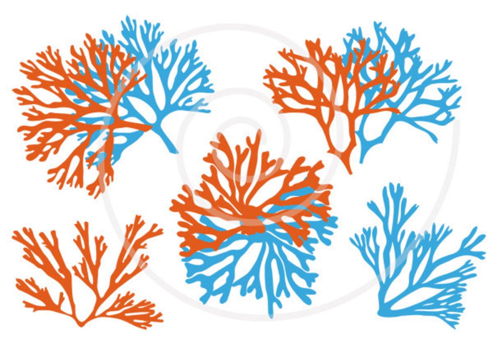 Sea Fan Coral Silhouettes Digital Clip Art Set for Beach | Etsy