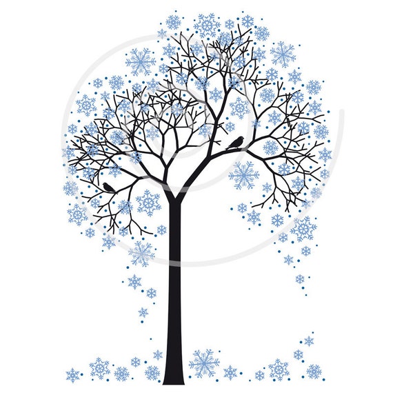 tree covered in snow clipart free