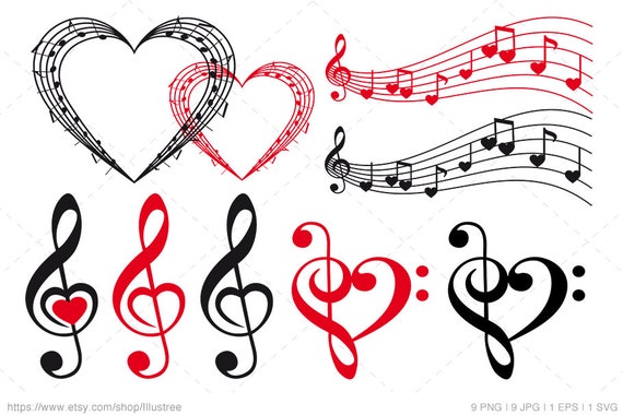 Music Digital Clip Art Set Music Heart Musical Notes Etsy