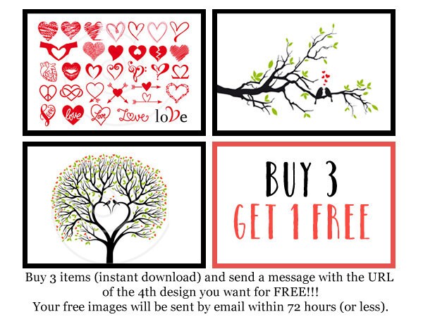 Heart Wedding Trees With Birds Digital Clip Art Set for - Etsy