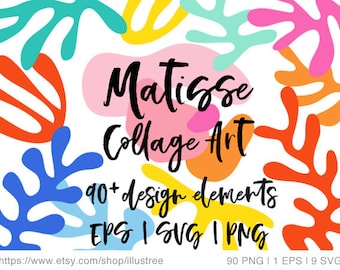 Matisse style digital clip art set, wall art, art print, collage, scrapbooking, commercial use, PNG, EPS, SVG cutting file, instant download