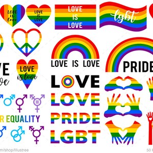 love is love clip art, rainbow heart, LGBT, gender equality, LGBTQ, pride, digital clip art, png, eps, commercial use, instant download