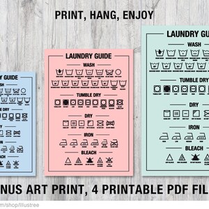 Textile care symbols, 102 laundry icons, washing guide, digital clip art, art print, printable, PDF, SVG files, commercial use, download image 3