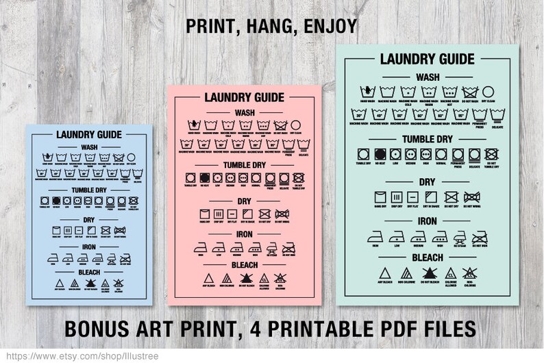 Textile care symbols, 102 laundry icons, washing guide, digital clip art, art print, printable, PDF, SVG files, commercial use, download image 3