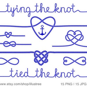 Watercolor Marine Knots, Nodes, Nautical Clip Art Anchor, Rope