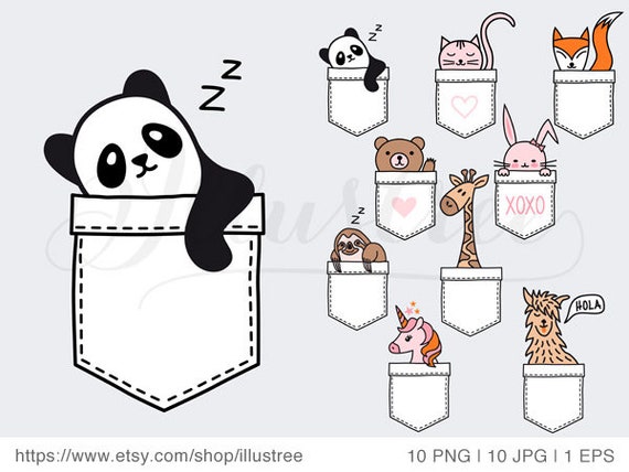 Cute Baby Animals Digital Clip Art Set Pocket Panda Cat Etsy Cute Baby Animals Digital Clip Art Set Pocket Panda Cat Etsy