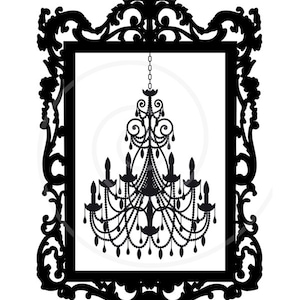 Vintage chandelier in antique picture frame, digital clip art, clipart, art print, printable wall art, home decor, EPS,SVG, instant download image 1