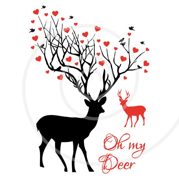 Oh my deer, printable card, digital art print, wall art, poster, wedding anniversary, unique gift for couples, instant download