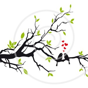 Wedding tree, wedding invitation, Valentines day card, anniversary, gift for couples, digital clip art, JPG, EPS, SVG, instant download