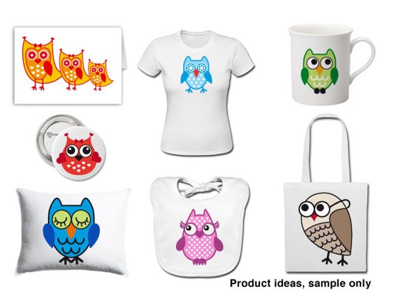 Cute owls, digital clip art set, clipart, vector, graphic design set for kids, children, nursary, commercial use, EPS, SVG, instant download image 2