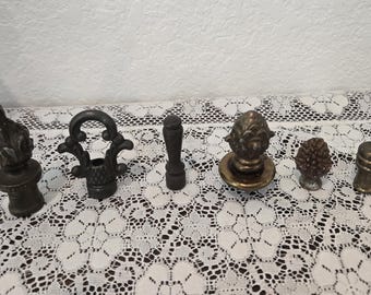 6 Vintage Brass Lamp Finials