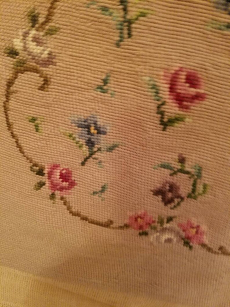 Needlepoint Floral Square Pillowchair seat