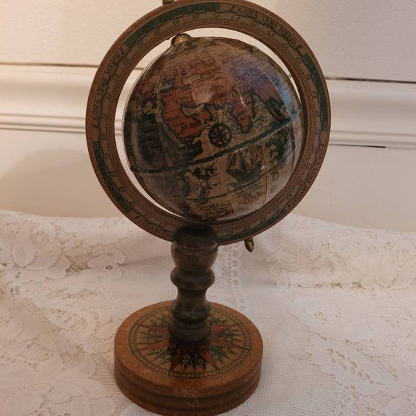 Terrestrial Globe Reproduction Wood Stand