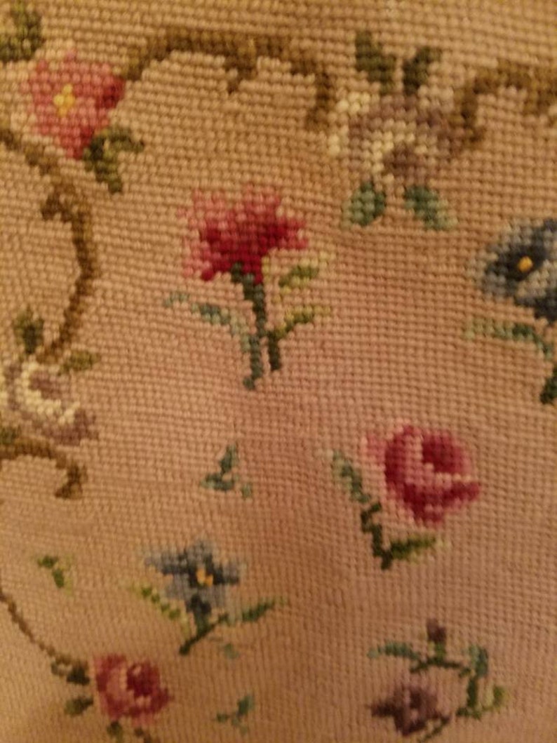 Needlepoint Floral Square Pillowchair seat