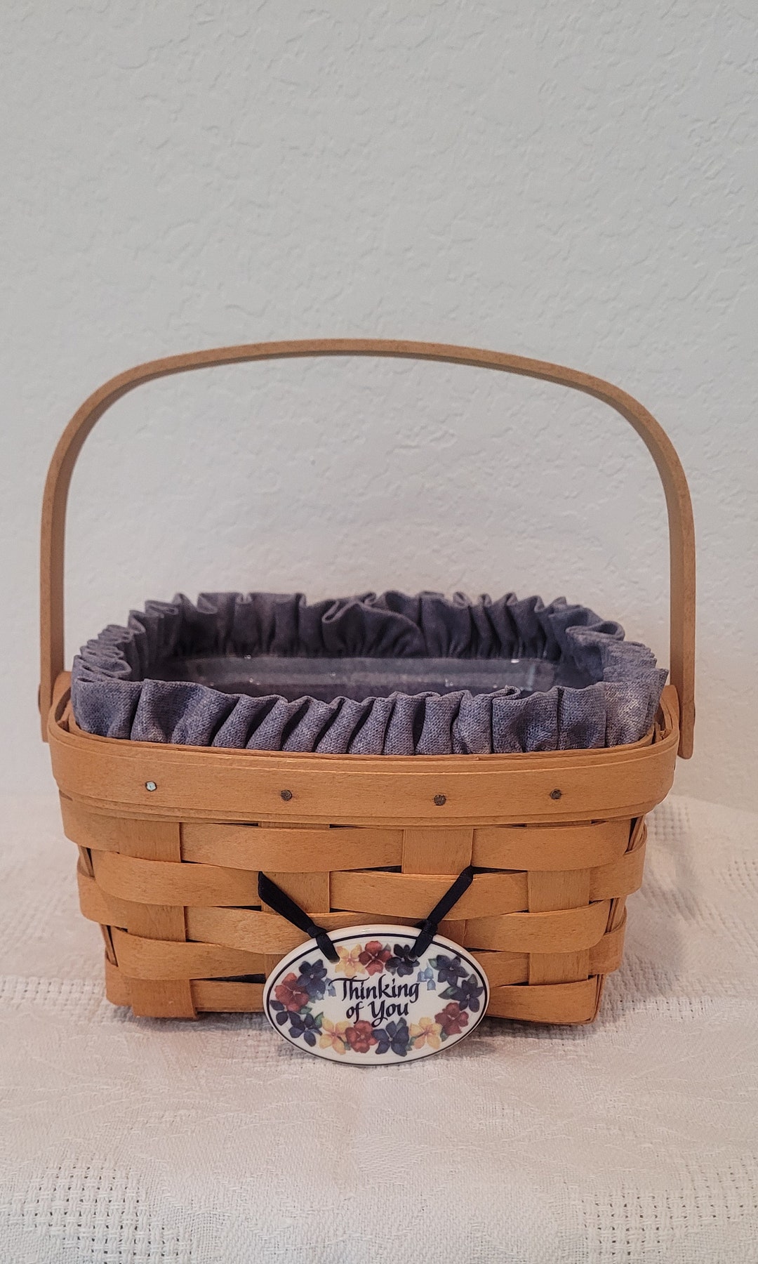 Longaberger Large Berry Basket With Cloth and Plastic Liner Tie On Etsy